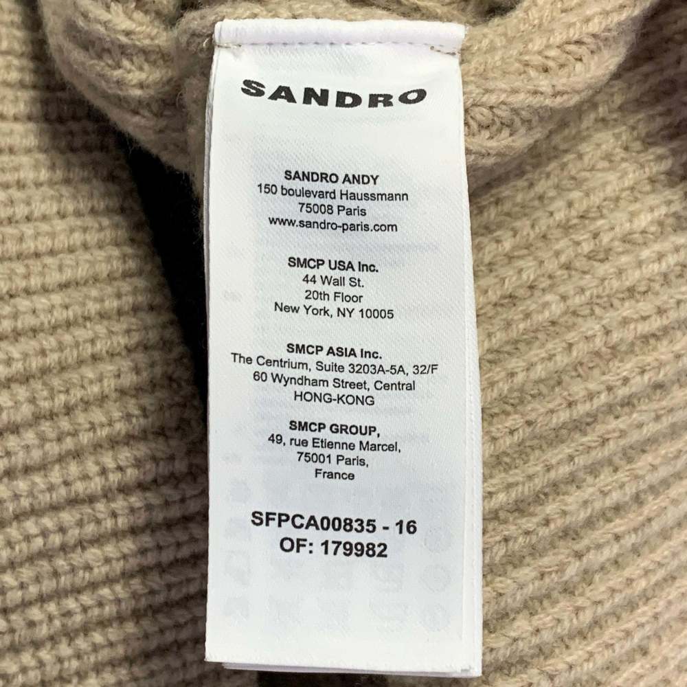 SANDRO Beige Blue Mixed Fabrics Wool Blend Denim Jacket - Picture 7 of 9